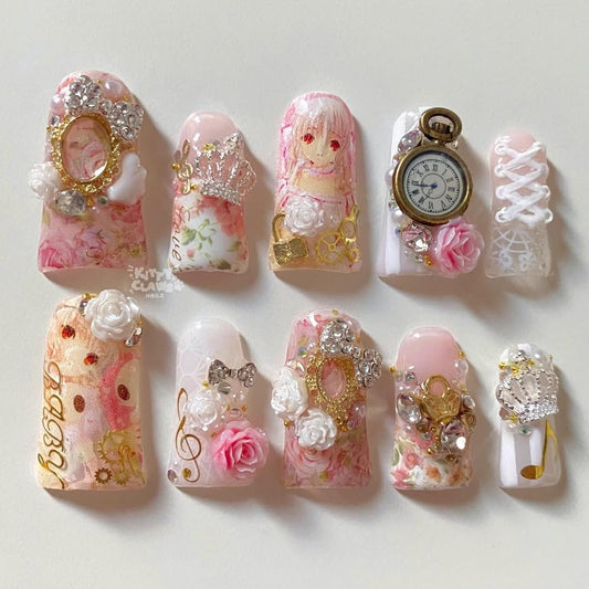 𝓬𝓱𝓲𝓲 𝓬𝓱𝓸𝓫𝓲𝓽𝓼 inspired press-on nails set𝄞🪽⚙️‧₊˚♪