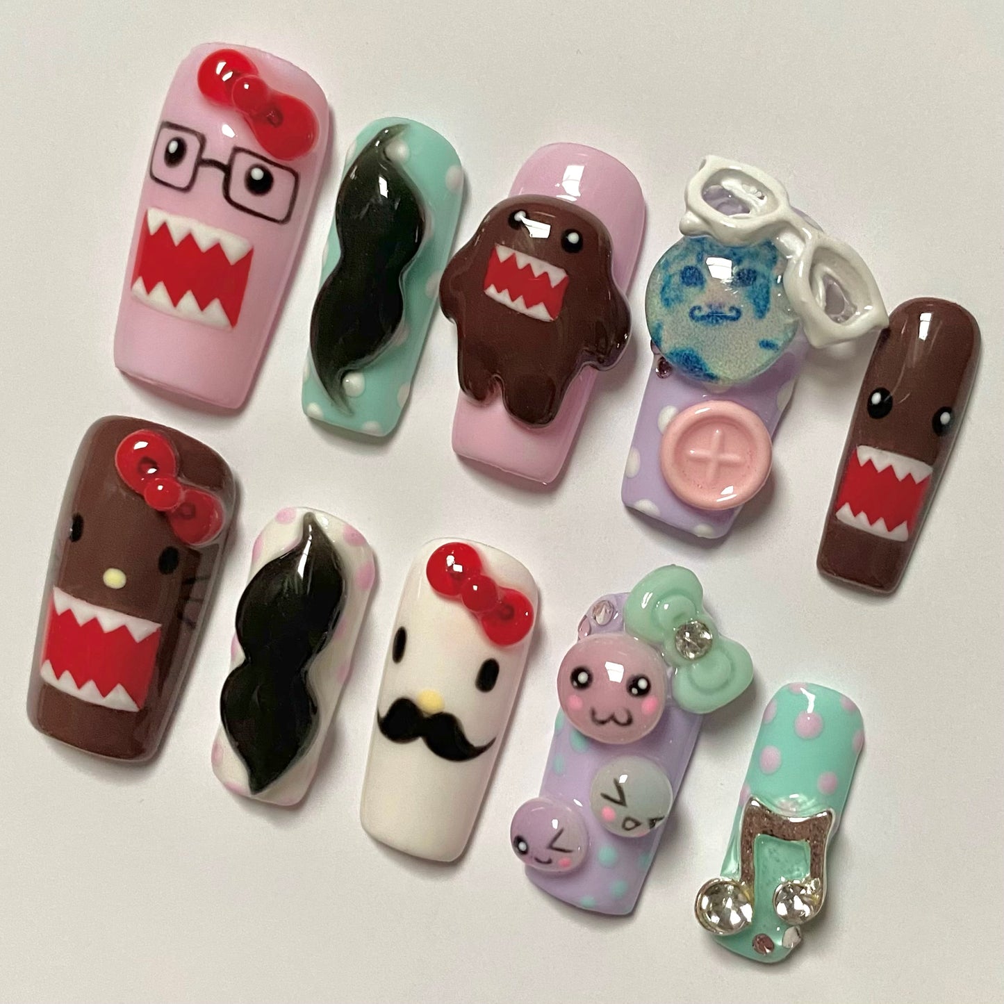 Domo & Hello Kitty Mustache 2012 Nostalgia ૮ ˙Ⱉ˙ ა  set