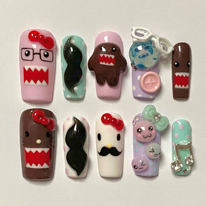 Domo & Hello Kitty Mustache 2012 Nostalgia ૮ ˙Ⱉ˙ ა  set