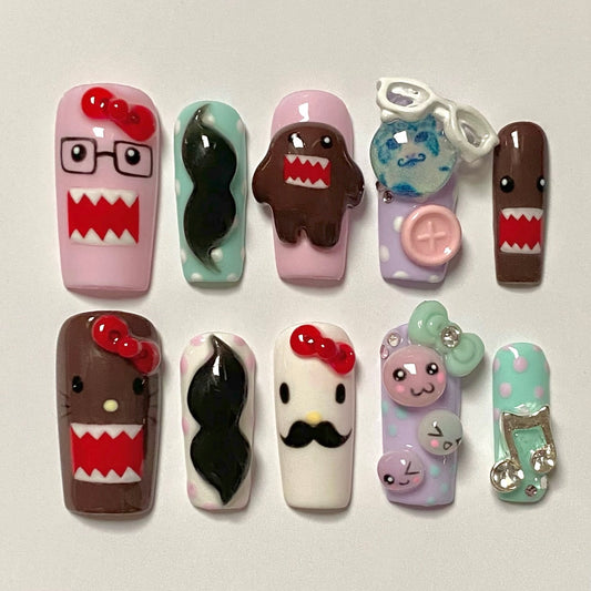Domo & Hello Kitty Mustache 2012 Nostalgia ૮ ˙Ⱉ˙ ა  set