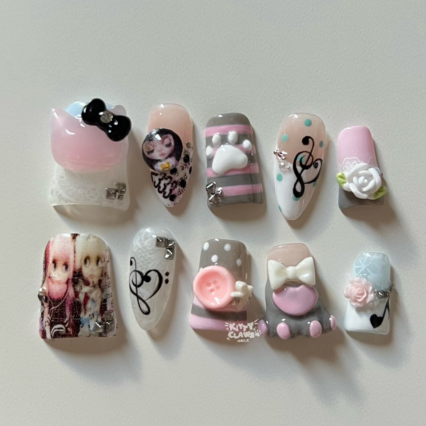 blythe doll cat paw press-on nails set/ᐠ ˵> ˕ <˵マ🐾🩷🎶