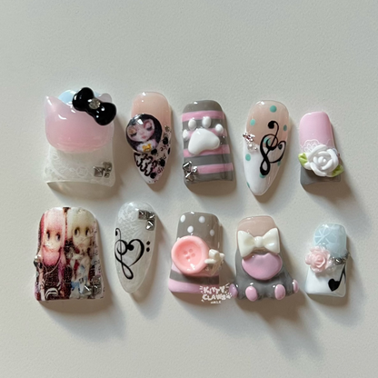 blythe doll cat paw press-on nails set/ᐠ ˵> ˕ <˵マ🐾🩷🎶