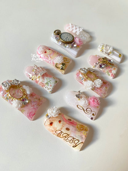 𝓬𝓱𝓲𝓲 𝓬𝓱𝓸𝓫𝓲𝓽𝓼 inspired press-on nails set𝄞🪽⚙️‧₊˚♪