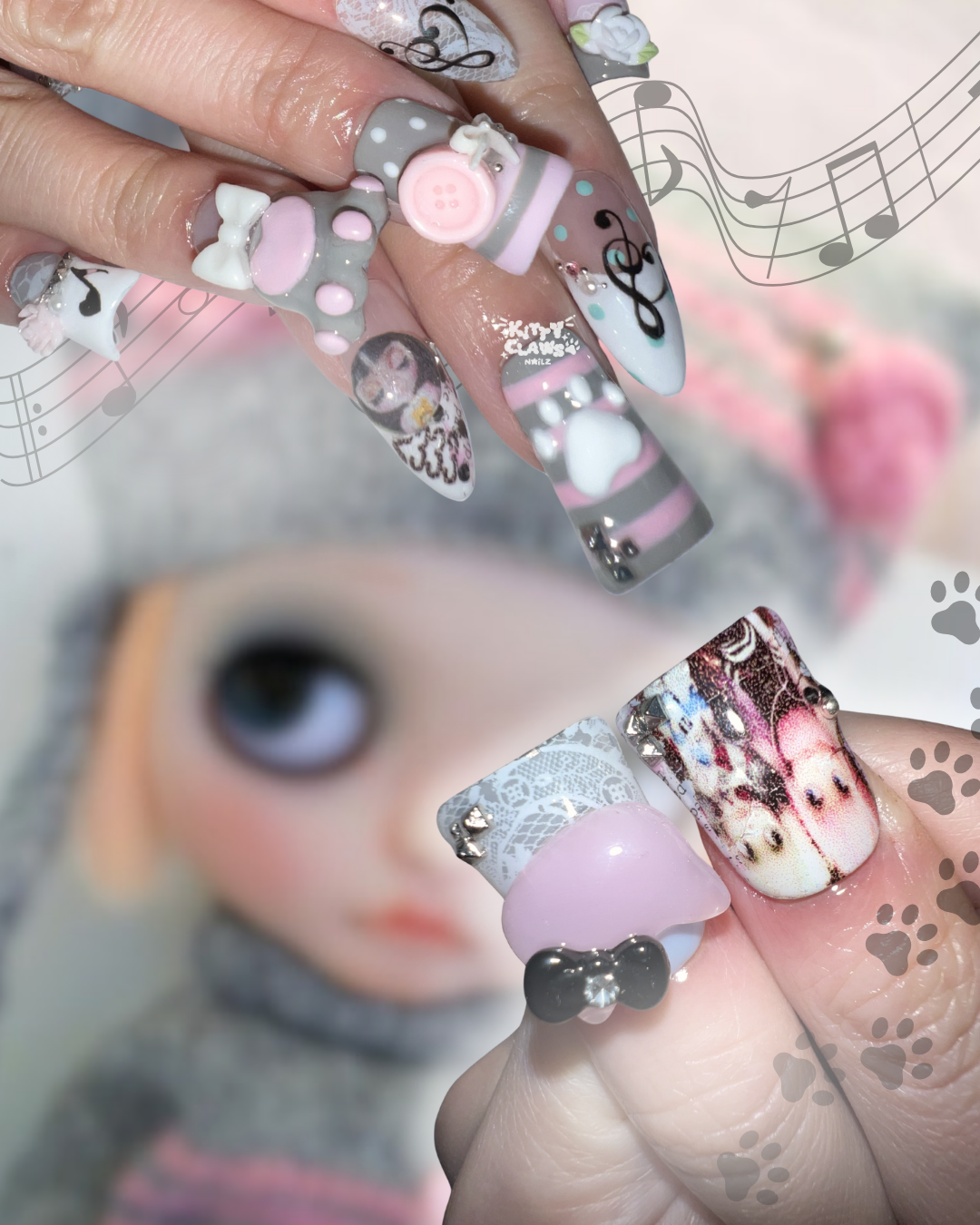 blythe doll cat paw press-on nails set/ᐠ ˵> ˕ <˵マ🐾🩷🎶