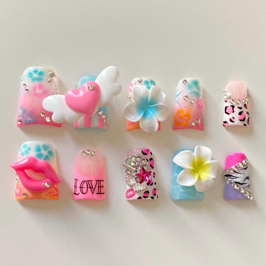 Y2K Mcbling Summer Beach Party set ⋆🌺˚.⋆🫧
