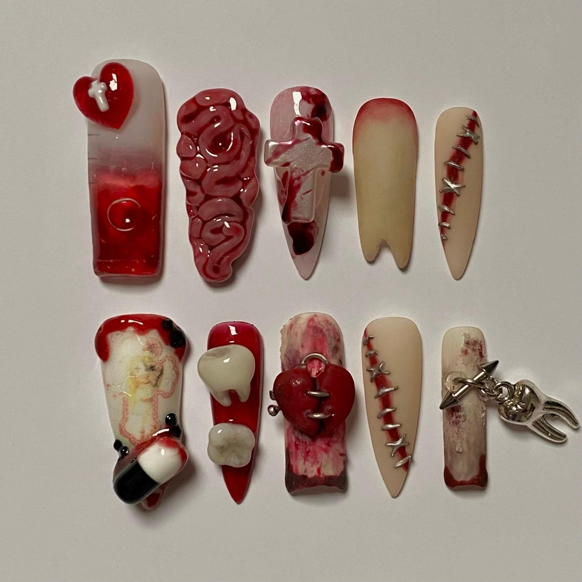 Bloody Blythe Doll Nurse press ons nails