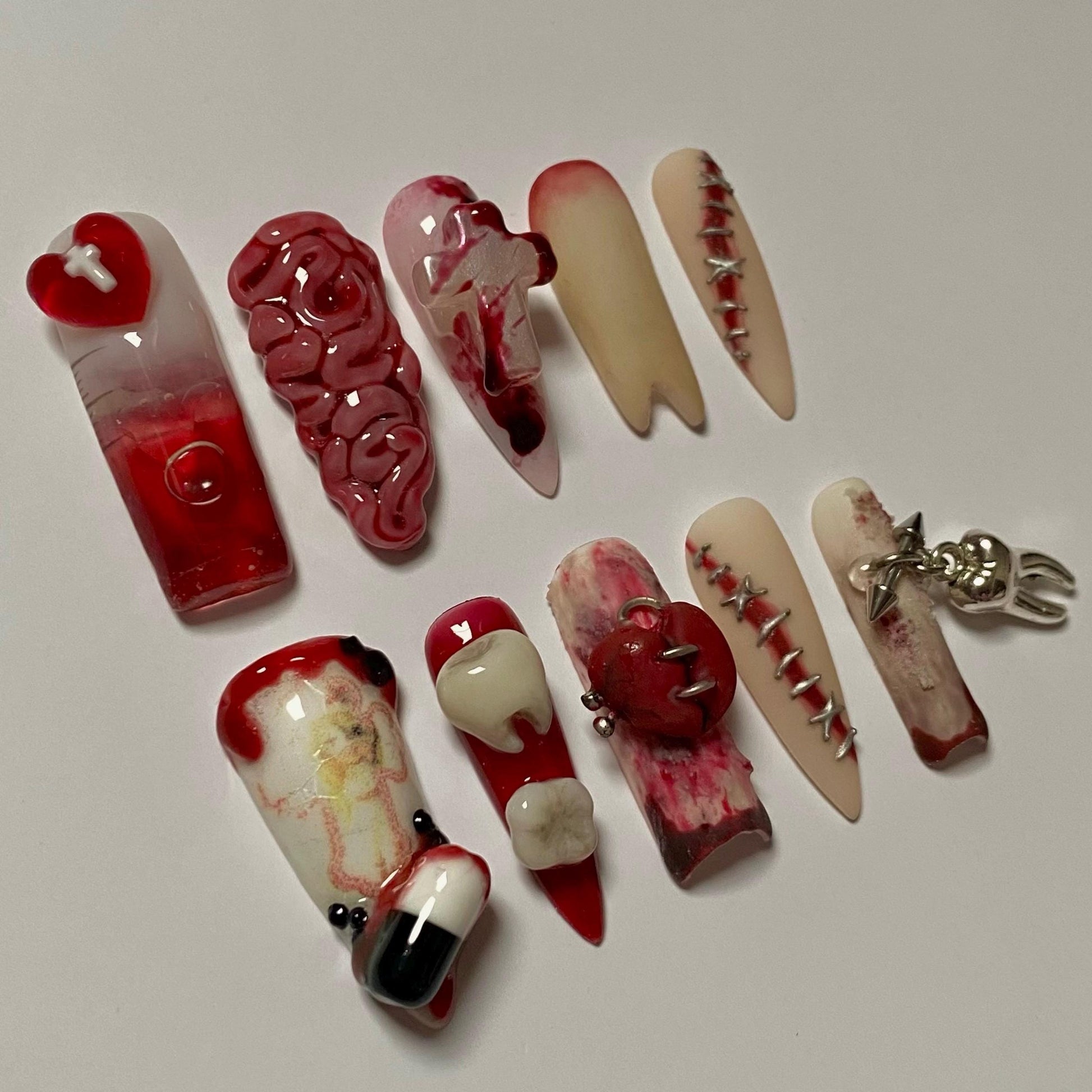 Bloody Blythe Doll Nurse press ons nails