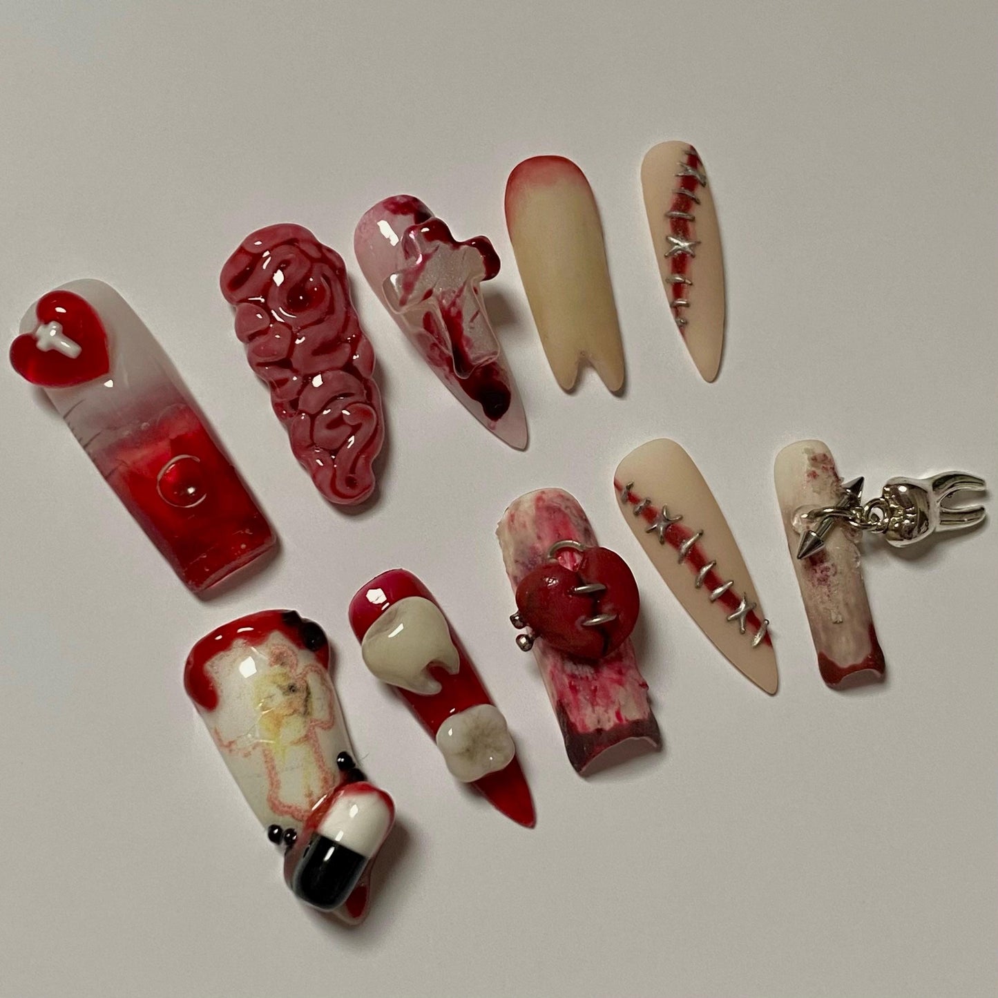 Bloody Blythe Doll Nurse press ons nails