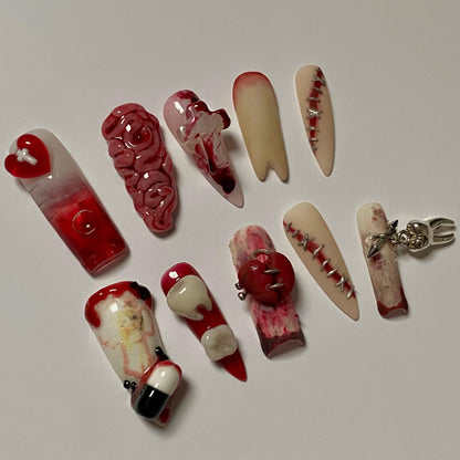 Bloody Blythe Doll Nurse press ons nails